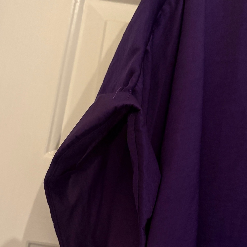 Glam Rich Purple V-Neck Blouse - Picture 4 of 6